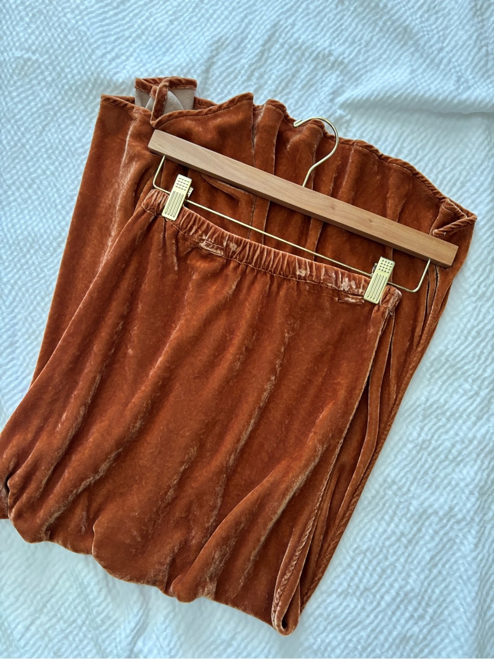 CP Shades Tanya Velvet Pumpkin Spice Midi Slip skirt